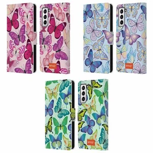 OFFICIAL emoji® BUTTERFLIES LEATHER BOOK WALLET CASE FOR SAMSUNG PHONES 4 - Picture 1 of 9