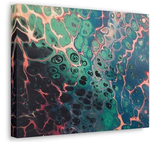 Abstract Painting Print Gallery Wrapped Canvas Acrylic Pour Artist Wall Art #021 - Picture 1 of 13