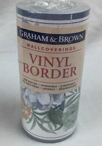 * Graham & Brown Vinyl Border 11 Yards Flowers Blue Green 96330 New Prepasted - Picture 1 of 2