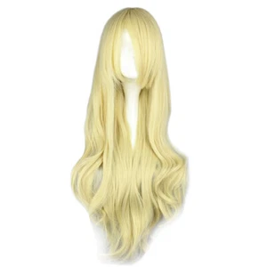 Lange Cosplay Perücke Party Perücken Vollkunsthaar 80cm/31,5" beständig gold - Bild 1 von 5