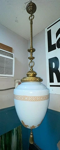 1910-20s Massive Bank, School house Pendant Fixture Cover