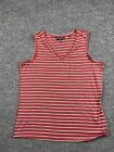 Toad & Co Tank Top Women's Large Red White Striped V Neck Polyester Blend