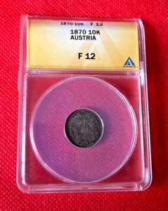 1870 10K AUSTRIA SILVER COIN ANACS F 12 - Picture 1 of 2