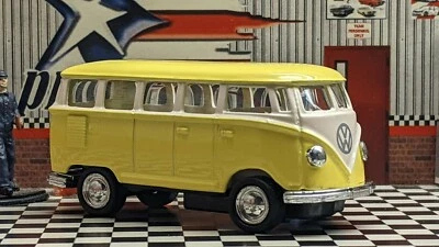 KINSMART 1962 VW VOLKSWAGEN BUS SAMBA [AMARILLO/BEIGE] SUELTO ESCALA 1:64 Foto 1 de 4
