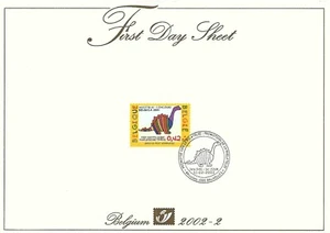 [FDS70] Belgium FDS 2002-2 Child's drawing Dinosaurs First Day Sheet SUPERB - Picture 1 of 1