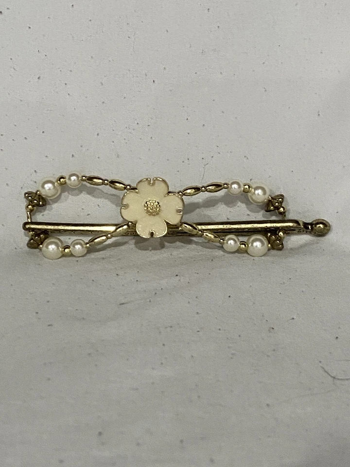 NEW Lilla Rose DOGWOOD Flexi Hair Clip (Large) Brass & Cream #FX-2756-LG  - Image 1 of 1