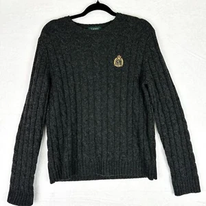Lauren Ralph Lauren Vintage Lambswool Cable Knit Crest Sweater Medium Preppy - Bild 1 von 5