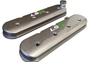 LSX Valve Covers Carbon Fiber Hydro Dipped Holley 241-405 White LS Green X - Picture 1 of 1