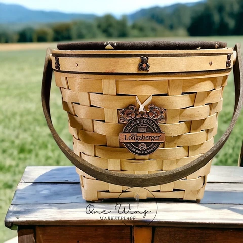 SIGNED RARE Longaberger Boyds Bear Country Basket Fest 2008 Brown And Copper Cover