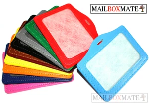 ID CARD BADGE HOLDER SCHOOL WORK PASS VISITOR LEATHER STYLE HORIZONTAL - Picture 1 of 17