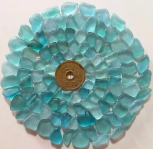 japanese sea glass Surf-Tumbled Beach Glass blue 53g 100 pieces 1.3cm or less - Picture 1 of 18
