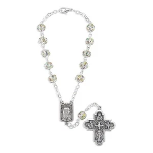 Rosario automático con cuentas de cristal de diamantes de imitación de 6 mm con medalla de 4 vías 043 - Imagen 1 de 3