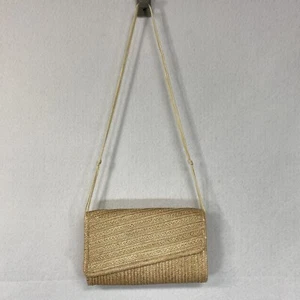 Vintage Genie Women’s Handbag Woven Purse Straw Asymmetrical Flap Hand Made BOHO - Picture 1 of 15