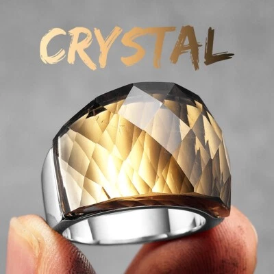 Anillos de lujo multicolor de vidrio con piedras preciosas de acero inoxidable para hombre joyería 6-11 Foto 1 de 4