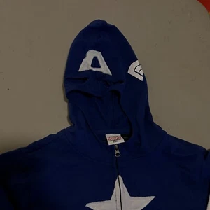 Captain America Marvel Mad Engine Boys Small Hoodie Face Mask Full Zip Jacket - Picture 1 of 11