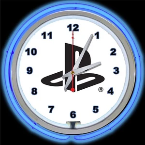 Reloj de Pared 15" PlayStation Sign Doble Neón Azul Neón - Imagen 1 de 1