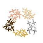 100 Tibet Silver Golden Bronze Alloy Tiny Cross Charm Pendants 15mm DIY Earring