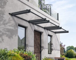 Palram - Canopia | Nancy 1 x 4.5 Door and Porch Awning Dark Grey Clear - Picture 1 of 12