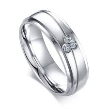 Elegant Couple Rings For Women Men Stainless Steel Wedding CZ Engagement Jewelry