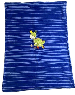 TAGGIES Dinosaur Tracks Baby Toddler Blanket Blue Striped Minky Dinosaur 2014 - Image 1 of 4