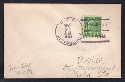 USA 1930 Navy Cruiser USS Pittsburgh Cover from a Trip to Shanghai China - Image 1 of 2