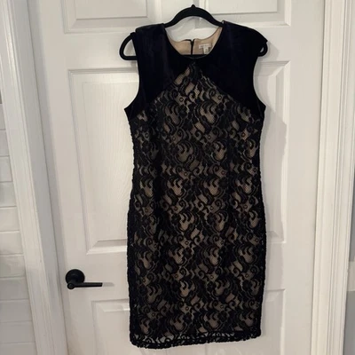 Vestido ajustado de encaje para mujer talla 14 negro floral forrado sin mangas Cato Foto 1 de 4