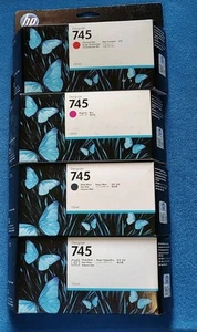 New, Lot 4 Genuine HP 745 F9K00A Red F9J95A Magenta F9J99A F9J98A Black~06/2021 - Picture 1 of 4