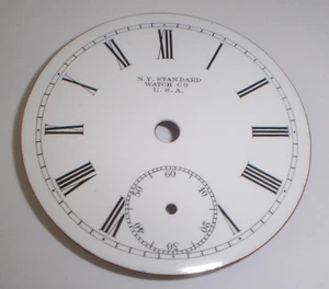 New York Standard Watch Co. USA Porzellan Taschenuhr Zifferblatt 45,1mm Schönheit! - Bild 1 von 2