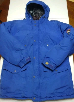 Triple F.A.T. vintage Chaqueta Goose Para Hombre XL Azul Plumón Parka Con Capucha Años 90 Manchas Foto 1 de 4