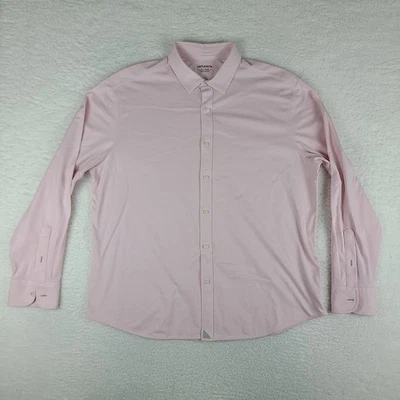 Camisa social masculina UNTUCKit 2XL XXL rosa botão elástico sólido para cima - Imagem 1 de 4