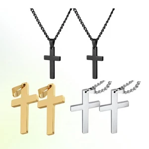 6Pcs Shiny Cross Stainless Steel Gift Black - Picture 1 of 12