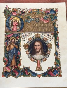 1911 First Edition Illuminated Jesus Bible - Sermon on the Mount - Sangorski" - Picture 1 of 8