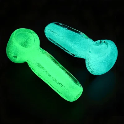 GOLDEN EMPIRE GLASS THICK 3.5 Inch Glow In the Dark Hand Pipe Hookah (Pack Of 2) *USA*