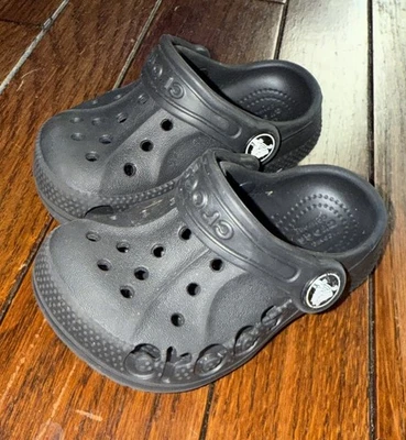 Crocs Black Baby Clog Shoes 5 Used - Image 1 of 4