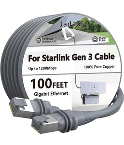 Starlink Gen 3 100 FT Waterproof Cable - Grey - Afbeelding 1 van 4