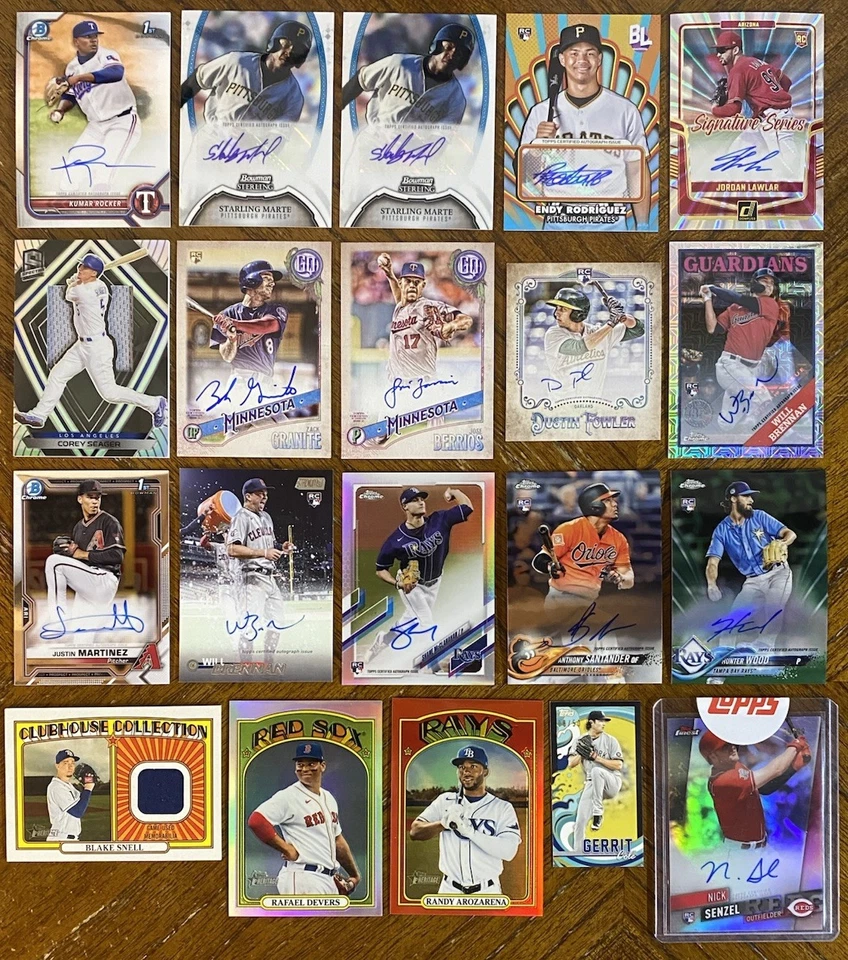 (20) 2000s BASEBALL AUTO SP PATCH #d CARDS DEVERS, BLAKE SNELL, MARTE, COLE READ - Image 1 of 4