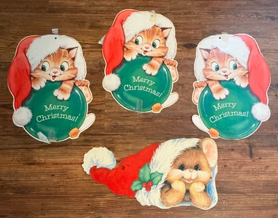 Lote troquelado vintage de Navidad gato y oso American Greetings & Eureka Foto 1 de 4