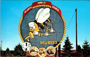DAVISVILLE, RI Rhode Island  ATLANTIC SEABEES CENTER SIGN Navy~Military Postcard - Picture 1 of 2