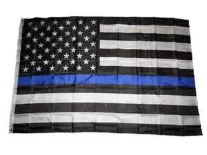 (Wholesale Lot 2) 4x6 Police Thin Blue Line Memorial USA American Flag 4'x6' - Picture 1 of 5