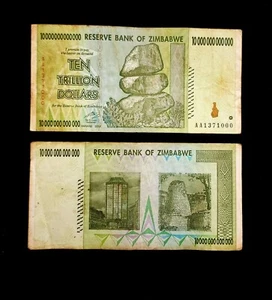 ZIMBABWE 10 TRILLION DOLLAR BANKNOTE- LOW GRADE/VERY USED CONDITION - Picture 1 of 1