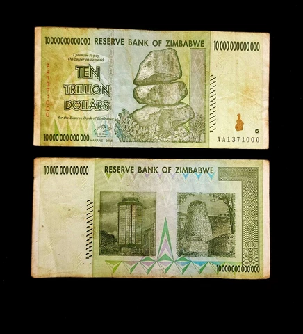 ZIMBABWE 10 TRILLION DOLLAR BANKNOTE- LOW GRADE/VERY USED CONDITION Cover