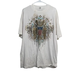 Allstyle Genuine T-Shirt Men's XL Short Sleeve Rhinestone Y2k Studded Tee Top - Picture 1 of 11