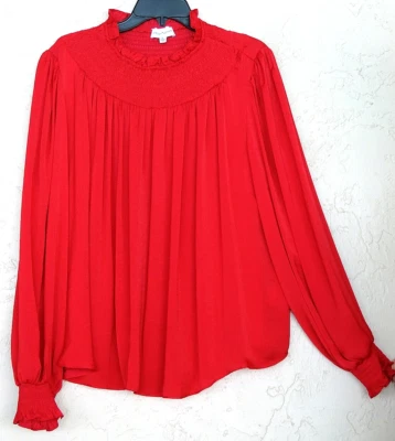 Gibson Latimer Talla XL 1X 16 18 20 Rojo Pullover Blusa Camisa Túnica Top Smocking Foto 1 de 3