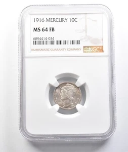1916 Mercury Dime MS64 FB NGC *5551 - Picture 1 of 3