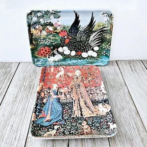 Paar Melamin Schmuck Tabletts gemarkt Made in Italy Untersetzer Land Huhn und - Bild 1 von 18