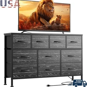 10 Drawer Dresser TV Stand W/ USB Ports & Power Outlet Living Room Bedroom New - Picture 1 of 9