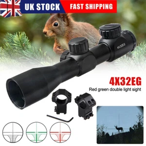 Hunting 4x32EG Rifle Scope Red Green Crosshair Sight Crossbow 11mm Rail Mount UK - Picture 1 of 13