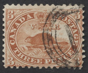 Canada #12 Perforated 3d Beaver Used VG-F Centered With Full Perfs - Picture 1 of 2