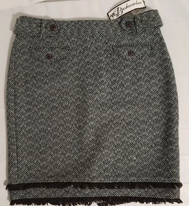 BUSHWACKER Herringbone Lined Tweed A-line Mini Skirt Size 4 UK 10 Brown Blue NWT - Picture 1 of 13