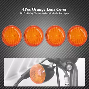 4 Amber Bullet Turn Signals Light Lens Cover Fit For Harley Dyna Softail Touring - Foto 1 di 12
